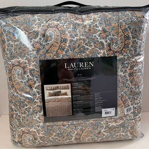 Ralph Lauren queen comforter and 2 shams set 100% cotton sateen 230 thread count